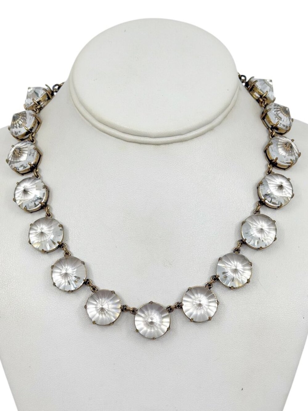 J. Crew Brass tone 16mm rivoli cut crystal necklace - GM1514